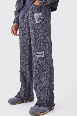 Paisley Denim Jacket And Jeans Set | BoohooMAN UK