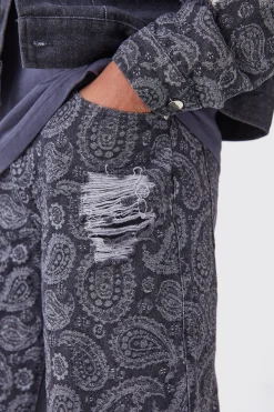 Paisley Denim Jacket And Jeans Set | BoohooMAN UK