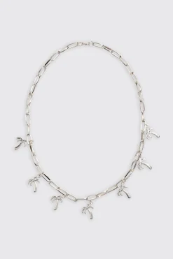Palm Tree Charm Necklace | BoohooMAN UK