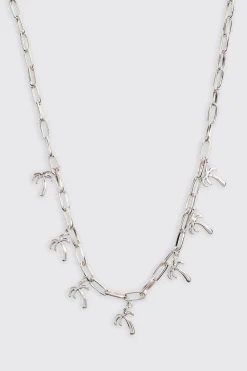 Palm Tree Charm Necklace | BoohooMAN UK