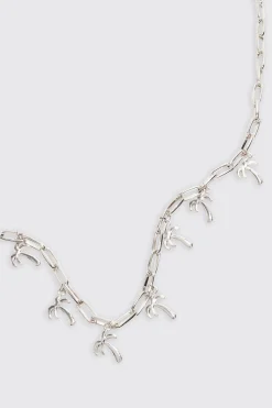 Palm Tree Charm Necklace | BoohooMAN UK