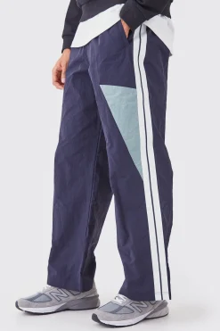 Pannelled Wide Leg Track Pants | BoohooMAN UK