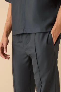 Paper Bag Waist Tapered Crop Pu Trouser | BoohooMAN UK