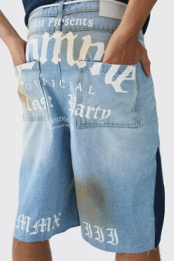 Parachute Homme Double Waistband Ripped Denim Jorts | BoohooMAN UK
