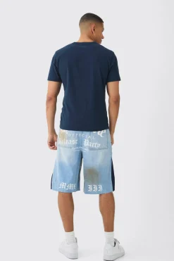 Parachute Homme Double Waistband Ripped Denim Jorts | BoohooMAN UK