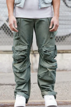 Parachute Multi Pocket Fixed Waist Trouser | BoohooMAN UK