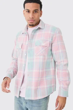 Pastel Check Overshirt | BoohooMAN UK