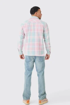 Pastel Check Overshirt | BoohooMAN UK