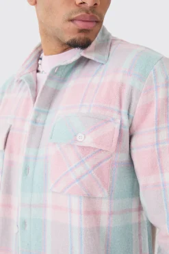 Pastel Check Overshirt | BoohooMAN UK