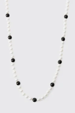 Pearl And Bead Necklace | BoohooMAN UK