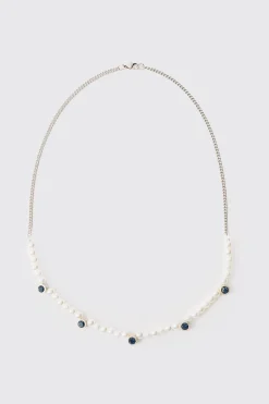Pearl And Gem Necklace | BoohooMAN UK