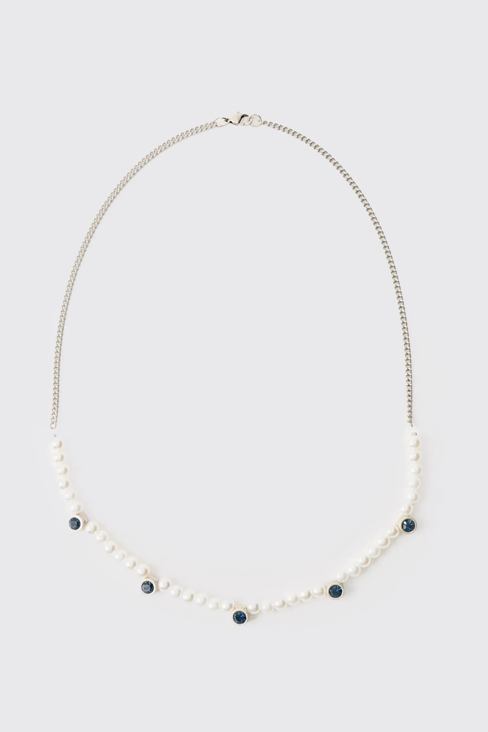 Pearl And Gem Necklace | BoohooMAN UK