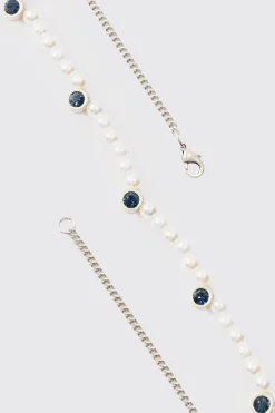 Pearl And Gem Necklace | BoohooMAN UK