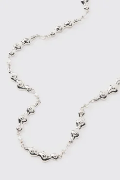 Pearl And Metal Necklace In Silver | BoohooMAN UK