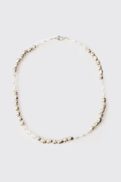 Pearl Bead Necklace | BoohooMAN UK
