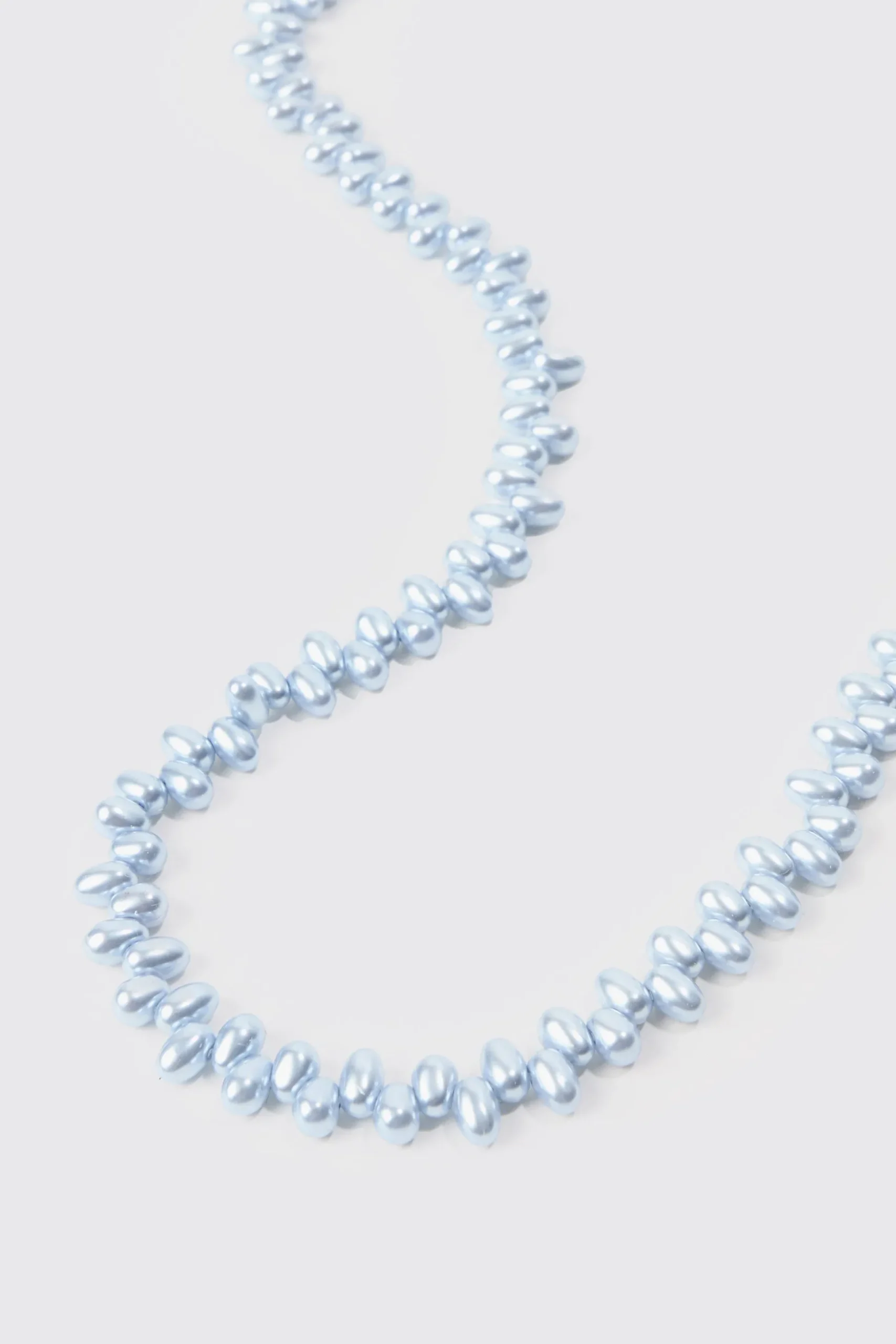 Pearl Bead Necklace & Bracelet Set In Blue | BoohooMAN UK
