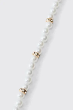 Pearl Bead Necklace In Gold | BoohooMAN UK