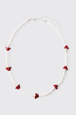 Pearl Mushroom Pendant Necklace | BoohooMAN UK