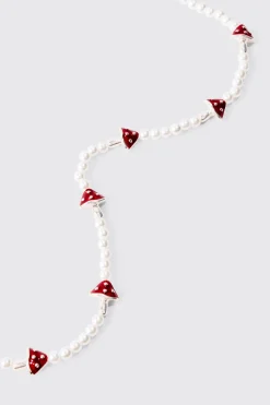 Pearl Mushroom Pendant Necklace | BoohooMAN UK