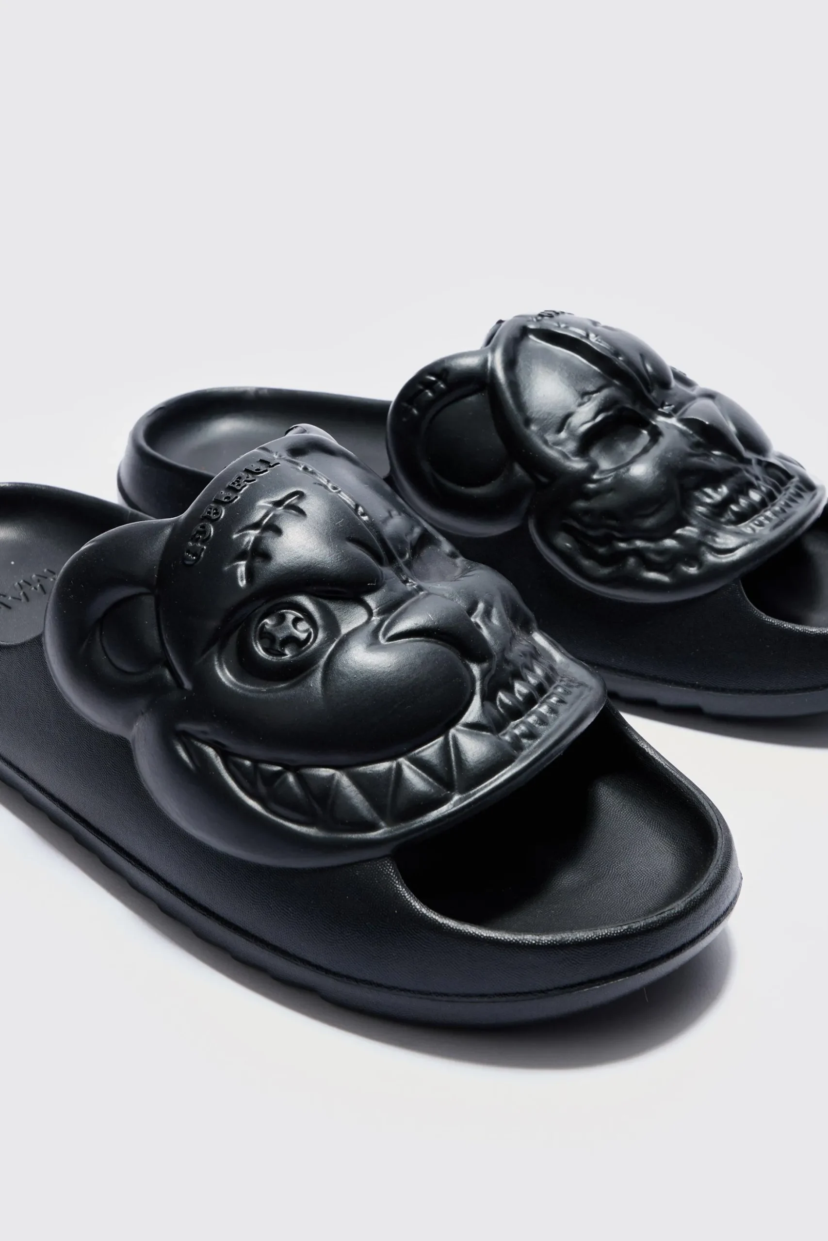 Perforated Evil Teddy Slider | BoohooMAN UK