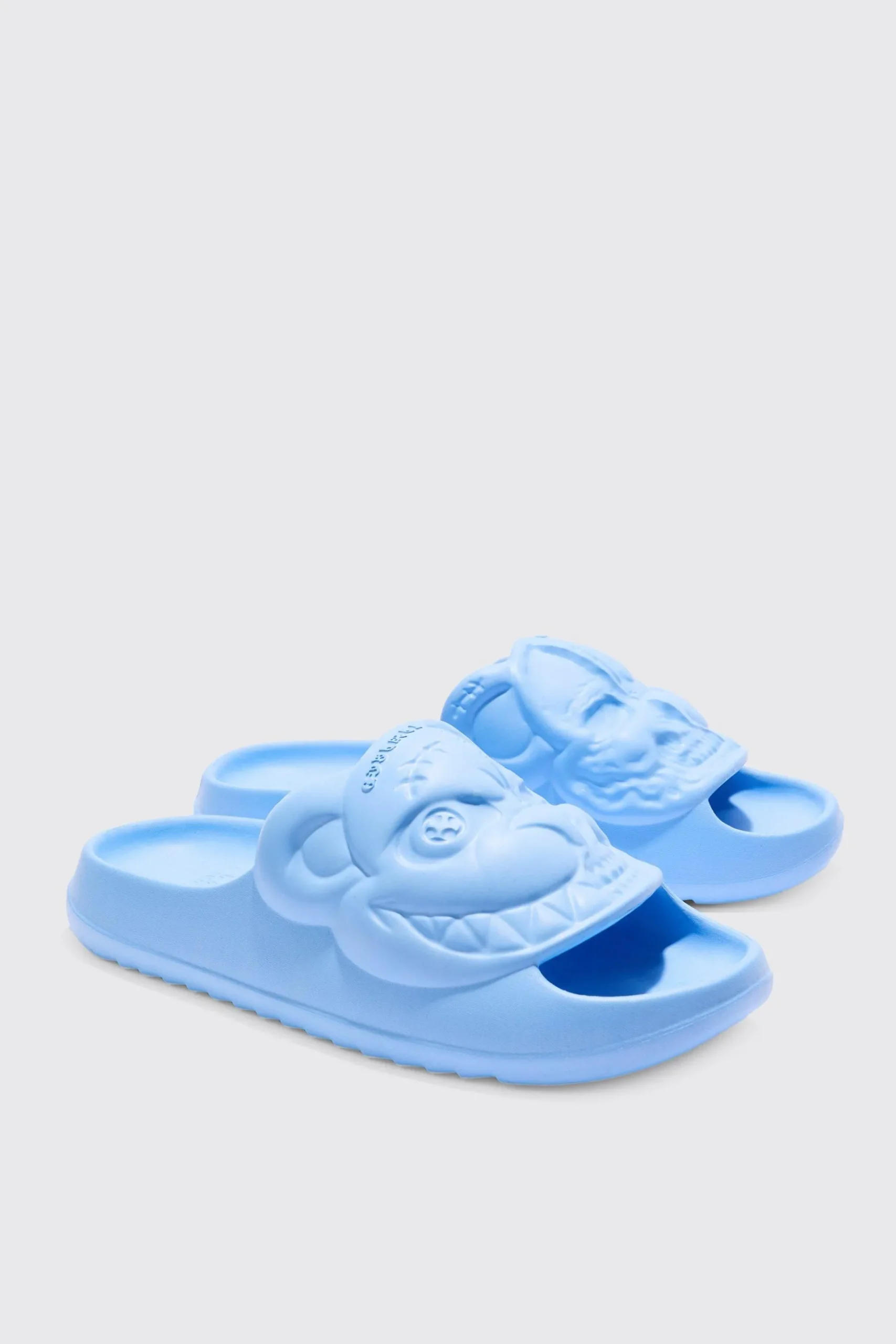 Perforated Evil Teddy Slider | BoohooMAN UK
