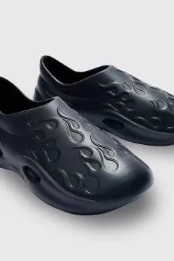 Perforated Flame Moulded Mule | BoohooMAN UK