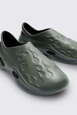 Perforated Flame Moulded Mule | BoohooMAN UK