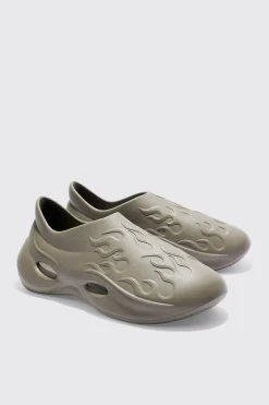Perforated Flame Moulded Mule | BoohooMAN UK