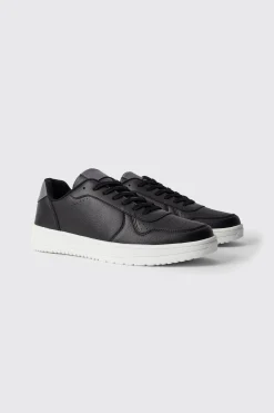 Perforated Panelled Trainers | BoohooMAN UK