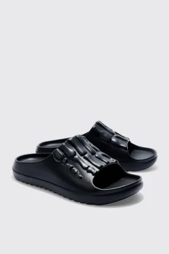 Perforated Skeleton Moulded Slider | BoohooMAN UK