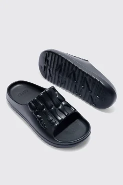Perforated Skeleton Moulded Slider | BoohooMAN UK