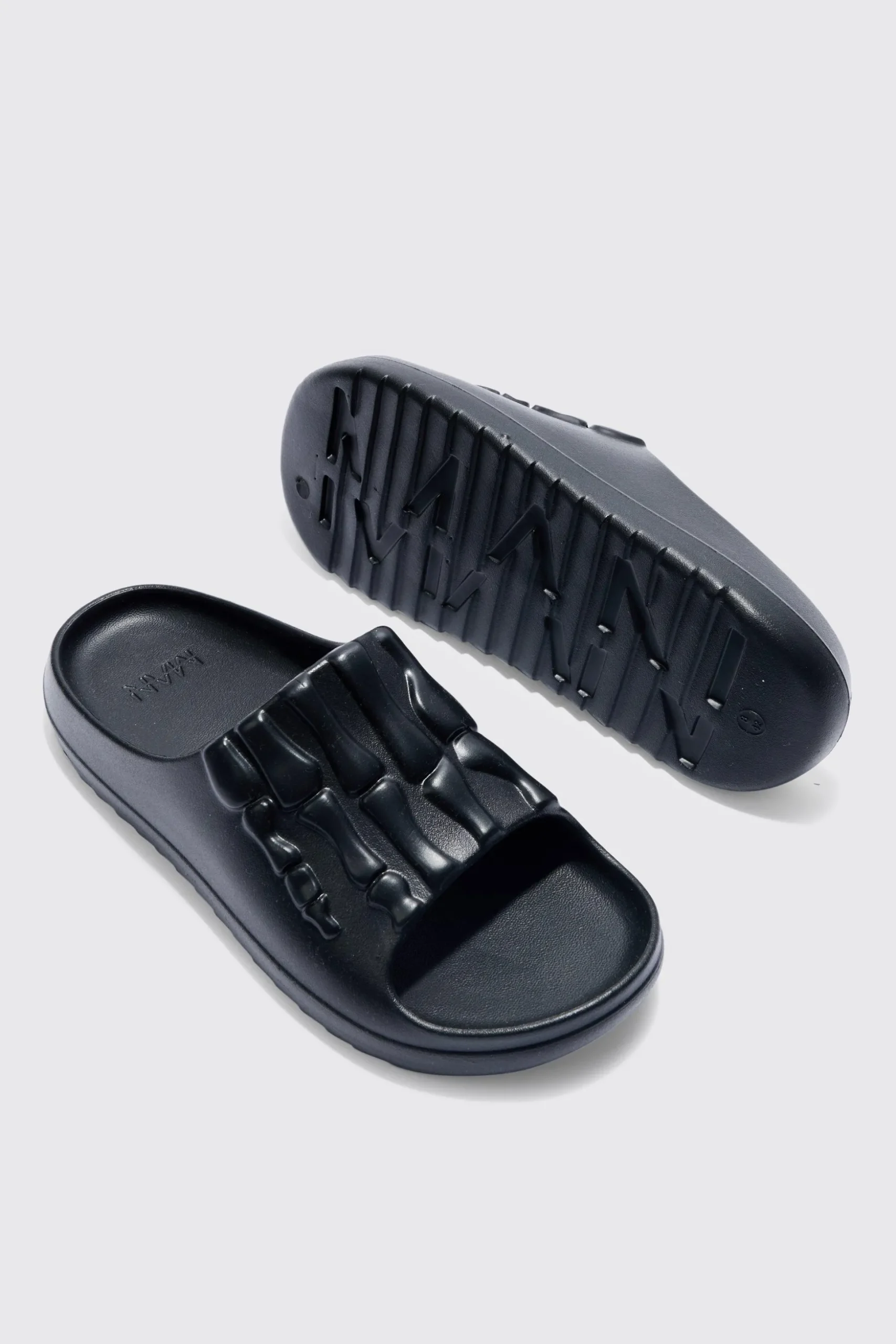 Perforated Skeleton Moulded Slider | BoohooMAN UK