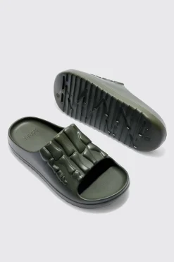 Perforated Skeleton Moulded Slider | BoohooMAN UK