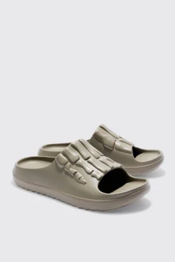 Perforated Skeleton Moulded Slider | BoohooMAN UK