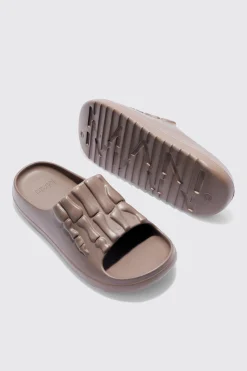 Perforated Skeleton Moulded Slider | BoohooMAN UK