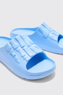Perforated Skeleton Moulded Slider | BoohooMAN UK