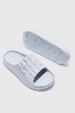 Perforated Skeleton Moulded Slider | BoohooMAN UK