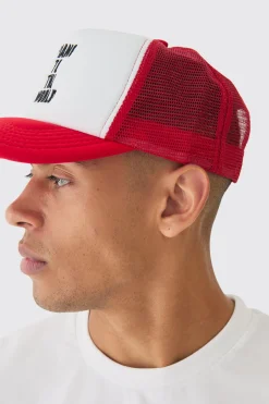 Piano To The World Embroidered Trucker Cap | BoohooMAN UK