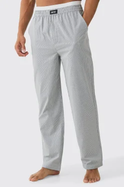 Pinstripe Double Waistband Woven Lounge Bottoms | BoohooMAN UK
