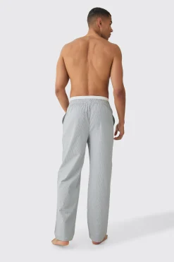 Pinstripe Double Waistband Woven Lounge Bottoms | BoohooMAN UK