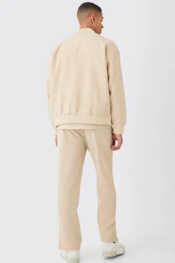 Pinstripe Elasticated Waist Split Hem Trousers | BoohooMAN UK
