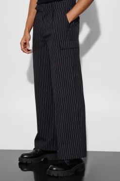 Pinstripe Overlay Oversized Suit | BoohooMAN UK