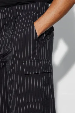 Pinstripe Overlay Oversized Suit | BoohooMAN UK