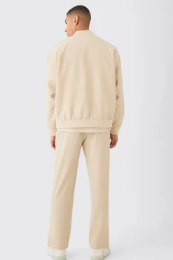 Pinstripe Oversized Smart Bomber Jacket | BoohooMAN UK