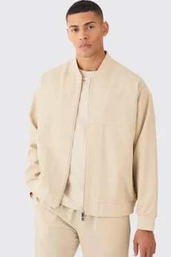 Pinstripe Oversized Smart Bomber Jacket | BoohooMAN UK