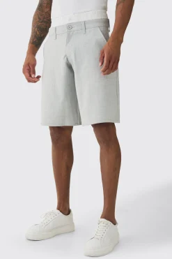 Pinstripe Woven Jort With Boxer Double Waistband | BoohooMAN UK