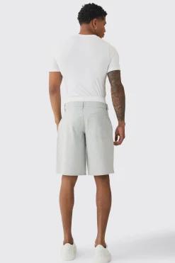 Pinstripe Woven Jort With Boxer Double Waistband | BoohooMAN UK