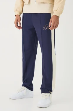 Pique Panel B Embroidered Jogger | BoohooMAN UK
