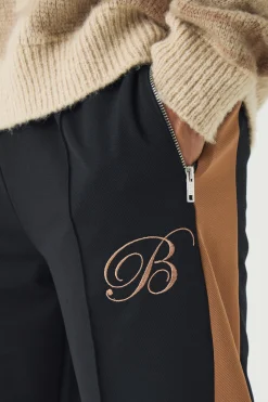 Pique Panel B Embroidered Jogger | BoohooMAN UK