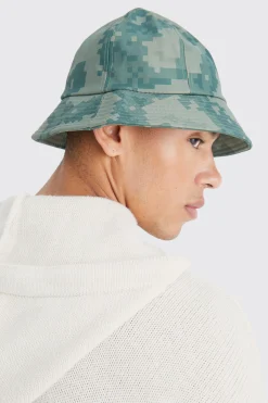 Pixelated Camo Bucket Hat | BoohooMAN UK